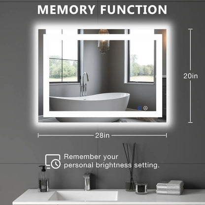 LED Bathroom Vanity Mirror for Wall with Double Front and Back Light, Anti-Fog, Shatter-Proof, Dimmable, Tempered Glass, Memory Function