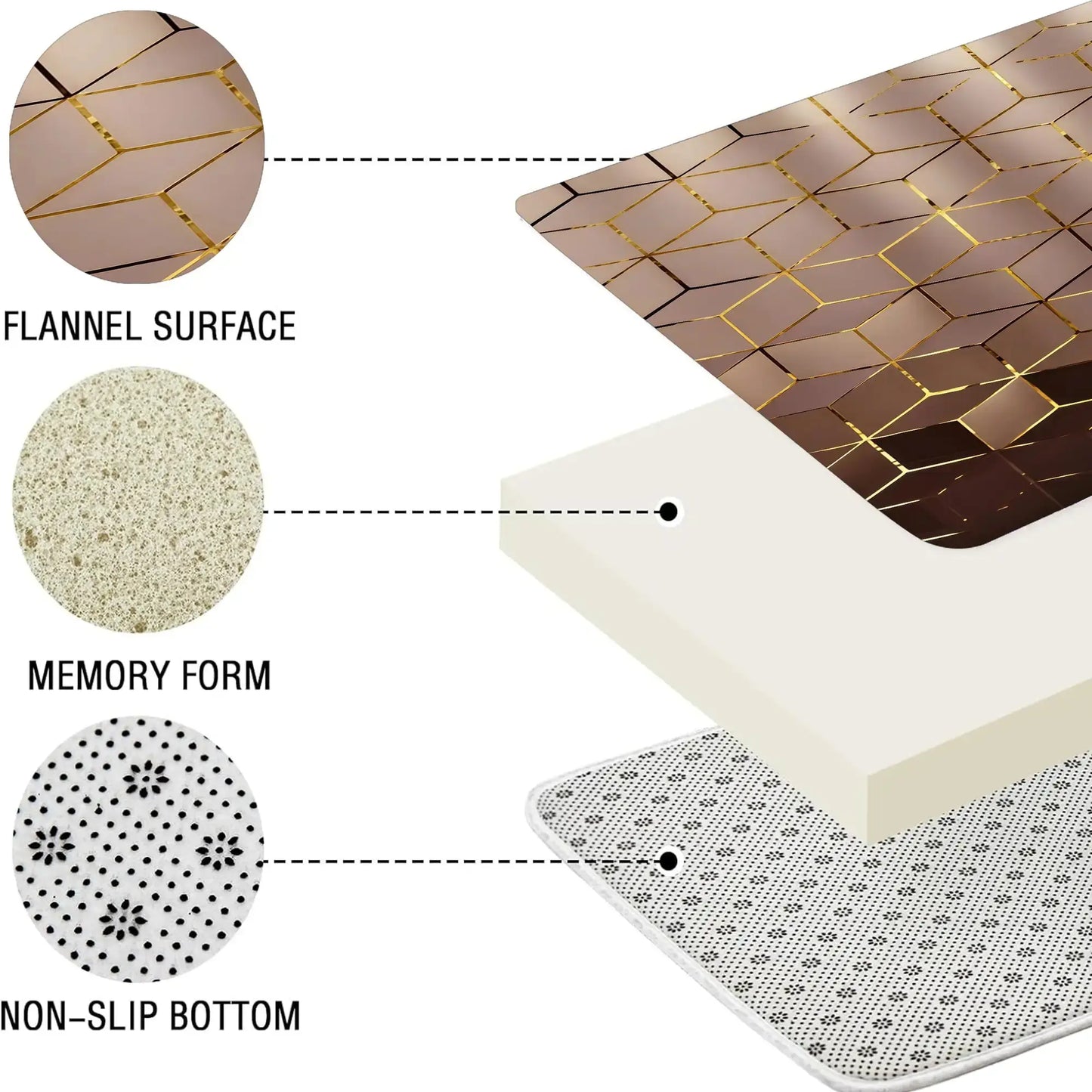 1/4 Piece Golden Cube Pattern Bathroom Set, Waterproof Shower Curtain with 12 Hooks, Non-Slip Bathroom Carpet, Toilet U-Shaped Cushion, Toilet Seat Cover Cushion, Bathroom Decoration, Bathroom Shower Curtain Set, Perfect Mobile Gift.