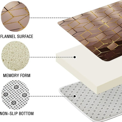 1/4 Piece Golden Cube Pattern Bathroom Set, Waterproof Shower Curtain with 12 Hooks, Non-Slip Bathroom Carpet, Toilet U-Shaped Cushion, Toilet Seat Cover Cushion, Bathroom Decoration, Bathroom Shower Curtain Set, Perfect Mobile Gift.