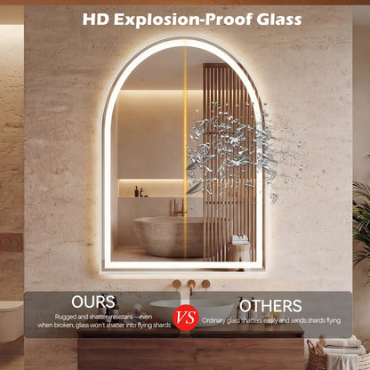 LED Bathroom Mirror with Light ，Dimmable Anti-Fog & 3 Color Temperatures ，Premium Aluminum Frame Mirror for Vanity and Modern Bathroom