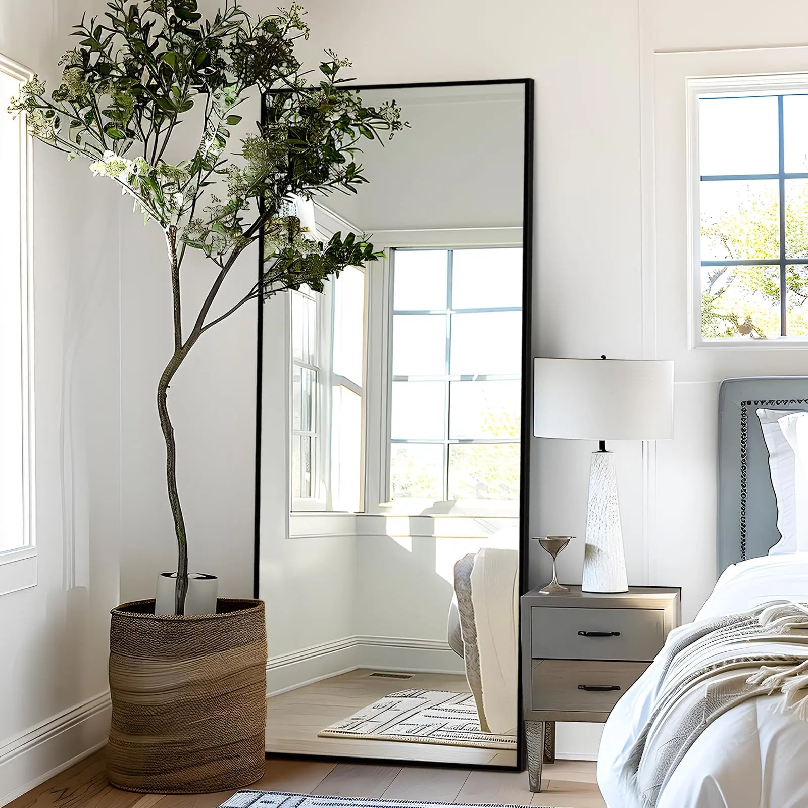 71"X26" Black Arched Modern Full-Length Mirror with Thin Aluminum Alloy Frame, Multi-Mounting Floor Mirror (Standing, Hanging, Leaning) for Wall, Living Room, Bedroom, Full Body View Living Room Decor