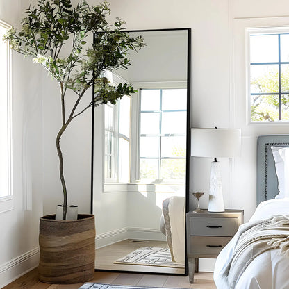 71"X26" Black Arched Modern Full-Length Mirror with Thin Aluminum Alloy Frame, Multi-Mounting Floor Mirror (Standing, Hanging, Leaning) for Wall, Living Room, Bedroom, Full Body View Living Room Decor