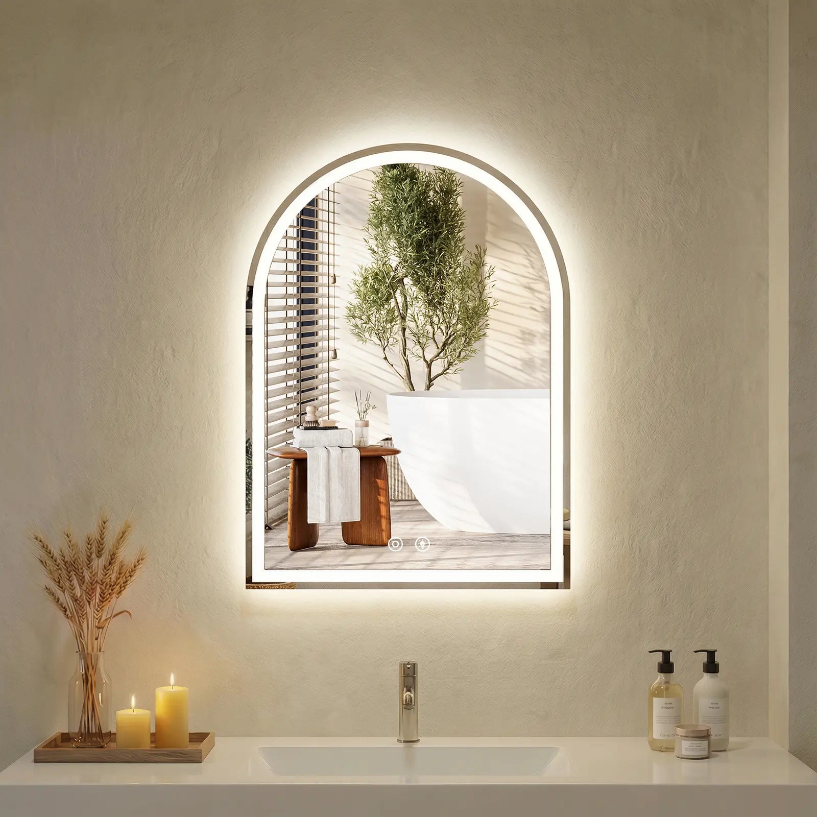 LED Bathroom Mirror with Light ，Dimmable Anti-Fog & 3 Color Temperatures ，Premium Aluminum Frame Mirror for Vanity and Modern Bathroom