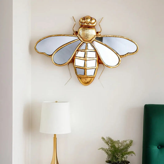 Creative Resin Bee Wall Hanging Decor, Mirror-Surface Interior Wall Decor, Home Decoration Craft, Ideal for Insect Enthusiasts & Party Decor