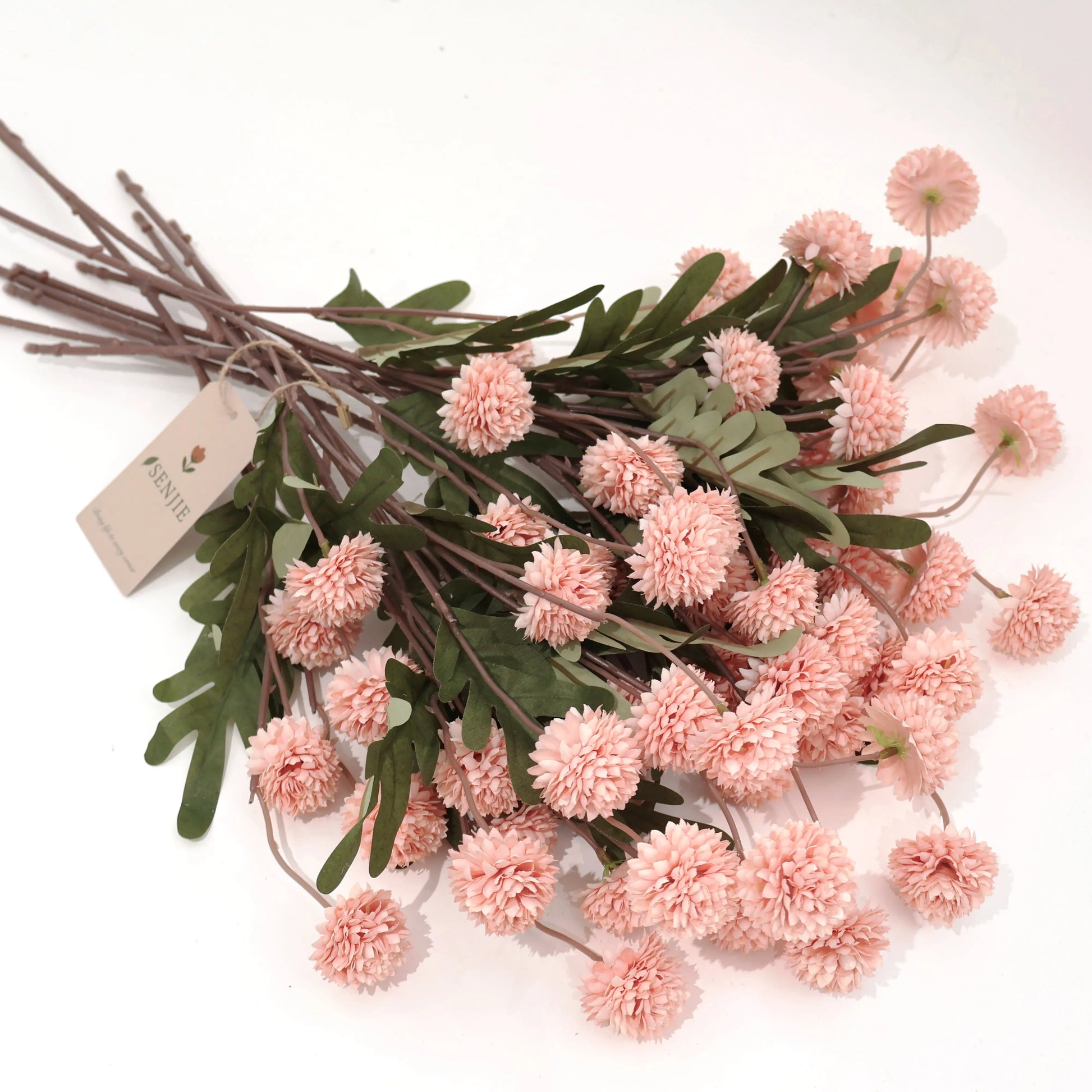 Senjie 12Pcs Spring Artificial Pom-Pom Flowers Snowball - Mothers Day Gifts Dandelion Bulk Faux Silk Blooms for DIY Bouquets, Wedding Centerpieces & Home Office