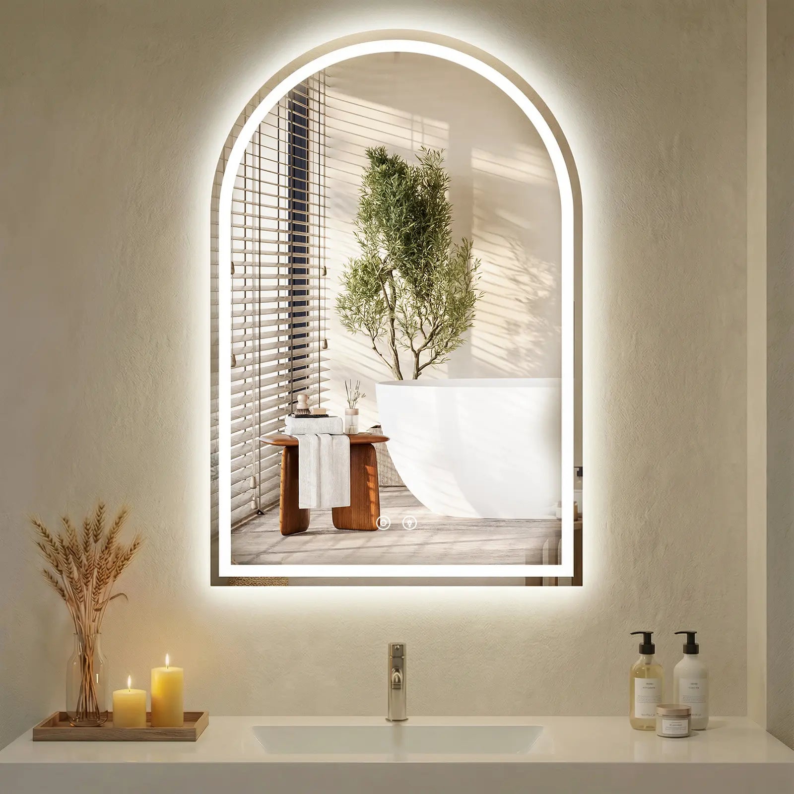 LED Bathroom Mirror with Light ，Dimmable Anti-Fog & 3 Color Temperatures ，Premium Aluminum Frame Mirror for Vanity and Modern Bathroom