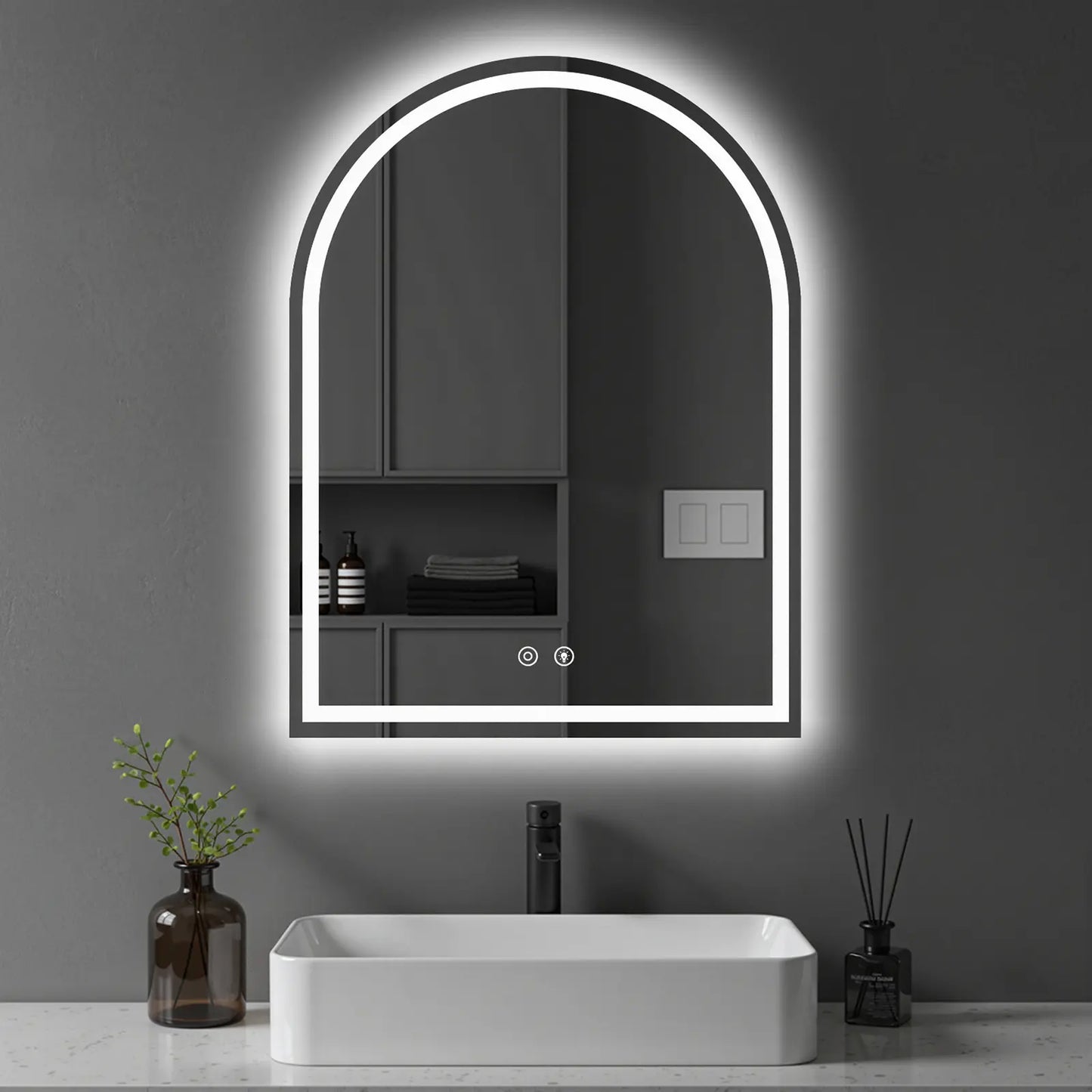 LED Bathroom Vanity Mirror for Wall with Double Front and Back Light, Anti-Fog, Shatter-Proof, Dimmable, Tempered Glass, Memory Function