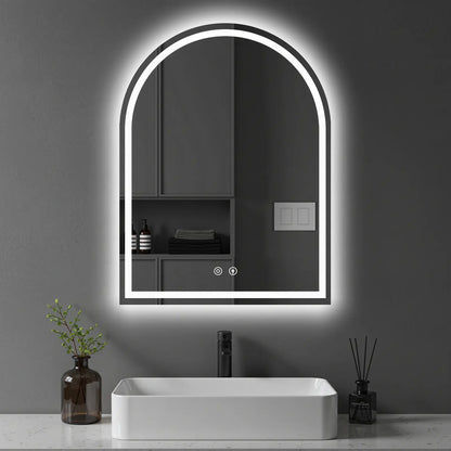 LED Bathroom Vanity Mirror for Wall with Double Front and Back Light, Anti-Fog, Shatter-Proof, Dimmable, Tempered Glass, Memory Function