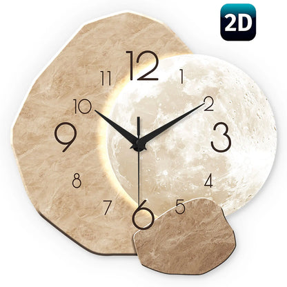 Creative Moon-Design Modern Silent Wall Clock, Decorative Clock for Home, Living Room, Bedroom & Office