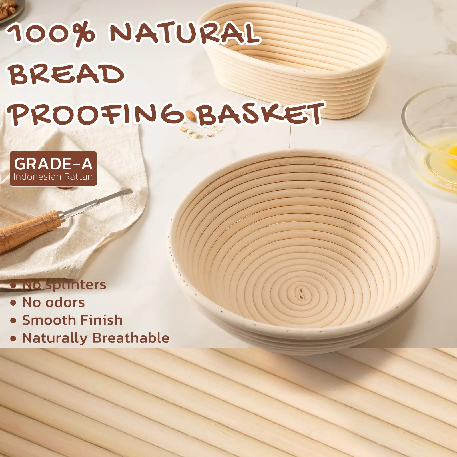 Ultimate Astercook Sourdough Starter Kit - Everything You Need for Perfect Bread Baking with Round & Oval Banneton Baskets!