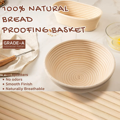 Ultimate Astercook Sourdough Starter Kit - Everything You Need for Perfect Bread Baking with Round & Oval Banneton Baskets!