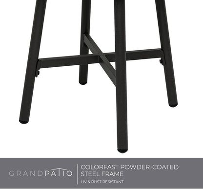Outdoor Side Table, round End Table with Creamy White Ceramic Tile Tabletop