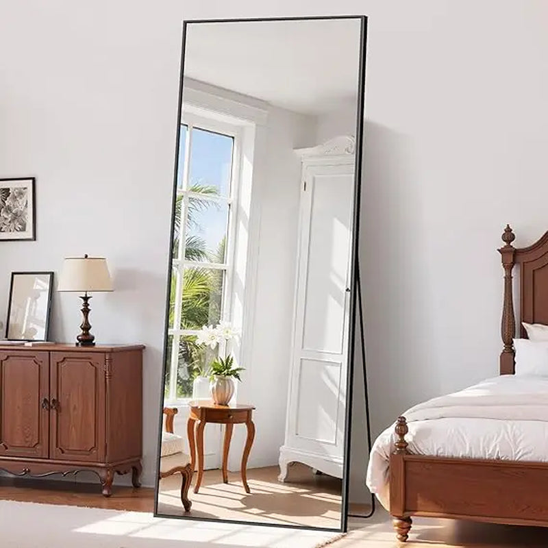 71"X26" Black Arched Modern Full-Length Mirror with Thin Aluminum Alloy Frame, Multi-Mounting Floor Mirror (Standing, Hanging, Leaning) for Wall, Living Room, Bedroom, Full Body View Living Room Decor