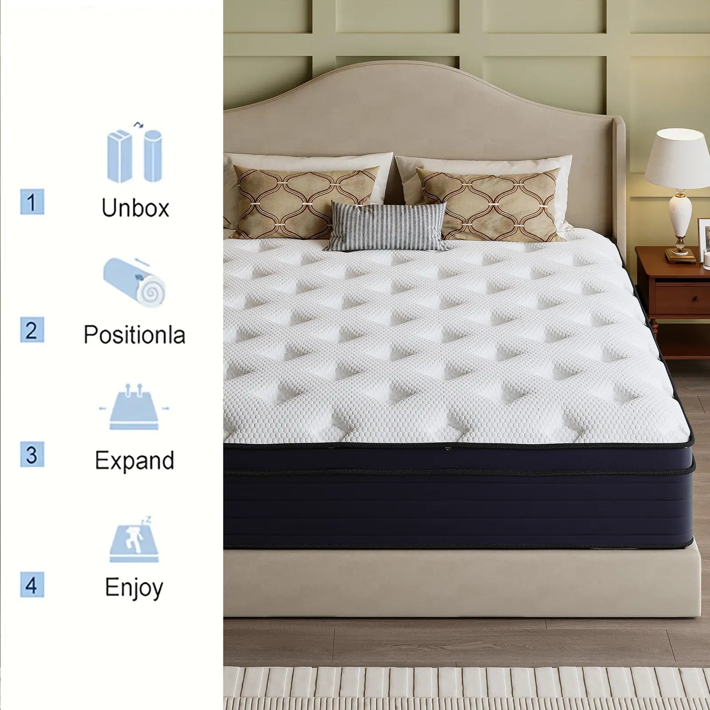 Five-Story Design 10/12/14Inch Queen King Twin Full Mattress High Quality Double Coil Spring Mattress in Single Double Queen King Classic Comfort for Your Family Tiktokshopspringglowup