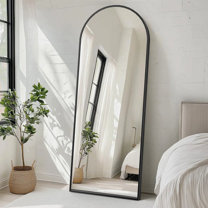 71"X26" Black Arched Modern Full-Length Mirror with Thin Aluminum Alloy Frame, Multi-Mounting Floor Mirror (Standing, Hanging, Leaning) for Wall, Living Room, Bedroom, Full Body View Living Room Decor