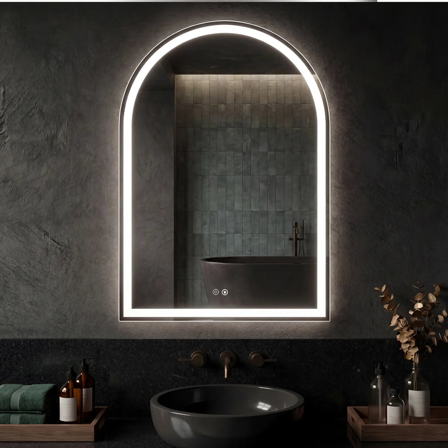 LED Bathroom Mirror with Light ，Dimmable Anti-Fog & 3 Color Temperatures ，Premium Aluminum Frame Mirror for Vanity and Modern Bathroom