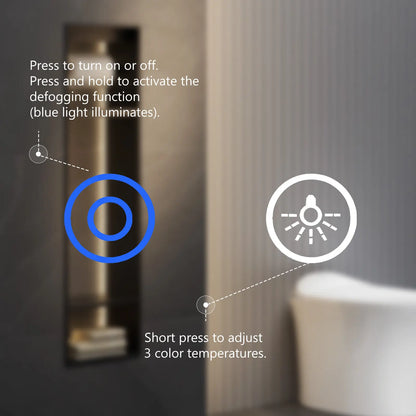 LED Bathroom Vanity Mirror for Wall with Double Front and Back Light, Anti-Fog, Shatter-Proof, Dimmable, Tempered Glass, Memory Function